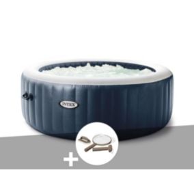 Kit spa gonflable Intex PureSpa Blue Navy rond Bulles 4 places + Kit d'entretien