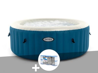 Kit spa gonflable Intex PureSpa Blue One rond Bulles 2/4 places + 6 filtres