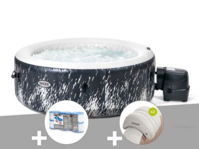 Kit spa gonflable Intex PureSpa Galaxie rond Bulles avec LED 4 places + 6 filtres + Kit d'entretien