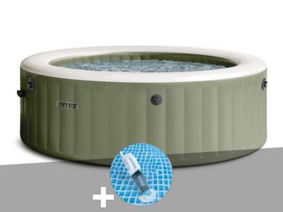 Kit spa gonflable Intex PureSpa Olive rond Bulles 6 places + Aspirateur