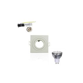 Kit Spot LED GU10 5W (50W) Carré Blanc Chaud 2700K