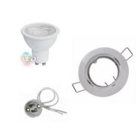 Kit Spot LED GU10 encastrable 8W Orientable Rond Blanc - Blanc Chaud 2300K - 3500K - SILAMP