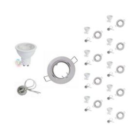 Kit Spot LED GU10 encastrable 8W Orientable Rond Blanc (Pack de 10) - Blanc Chaud 2300K - 3500K - SILAMP