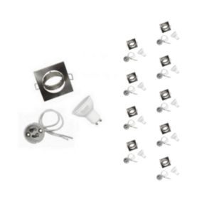 Kit Spot LED GU10 encastrable avec Ampoule LED 6W (Pack de 10) - Blanc Chaud 2300K - 3500K - SILAMP