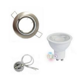 Kit Spot LED GU10 Encastrable Orientable 8W Rond Inox - Blanc Chaud 2300K - 3500K - SILAMP