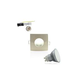 Kit Spot LED GU10 étanche 6W carré blanc lumière 50W blanc chaud 2700K