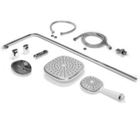 Kit système de douche baignoires effet pluie robinetterie douchette ovale blanc