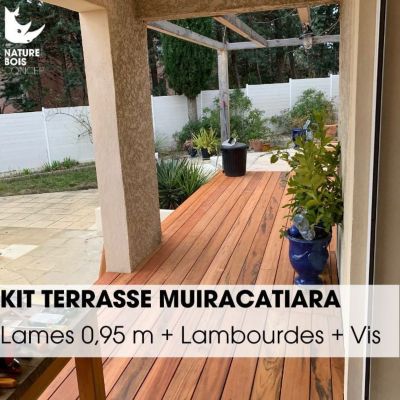 Kit terrasse complet - MUIRACATIARA / TIGER WOOD - Ep.21 mm x l.145 mm - L.0,95 m  / 10 m²
