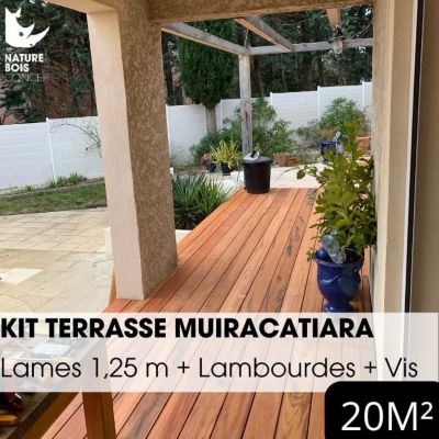 Kit terrasse complet - MUIRACATIARA / TIGER WOOD - Ep.21 mm x l.145 mm - L.1,25 m  / 20 m²