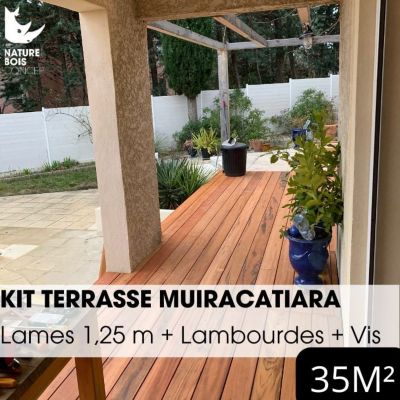 Kit terrasse complet - MUIRACATIARA / TIGER WOOD - Ep.21 mm x l.145 mm - L.1,25 m  / 35 m²