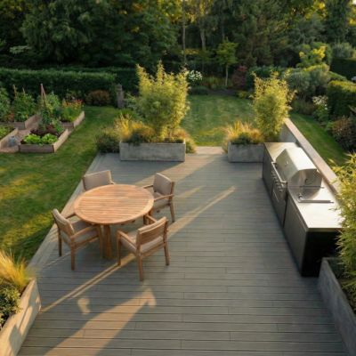 Kit Terrasse Composite NAVIA 10m² - Gris Clair - 31 lames de Terrasse (220 x 14.5 x 2.2 cm) - Fixation par Clips - Terrasse