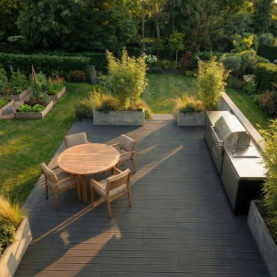 Kit Terrasse Composite NAVIA 15m² - Gris Foncé - 46 lames de terrasse (220 x 14.5 x 2.2 cm) - Fixation par Clips - Terrasse