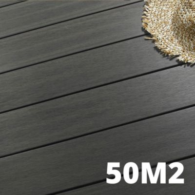 Kit Terrasse Composite NAVIA 50m² - Gris Foncé - 152 lames de terrasse ...