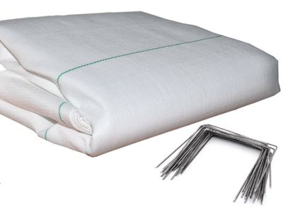 Kit : Toile de paillage 130g/m² blanche + agrafes 1.65m x 5m Blanc 130g/m²