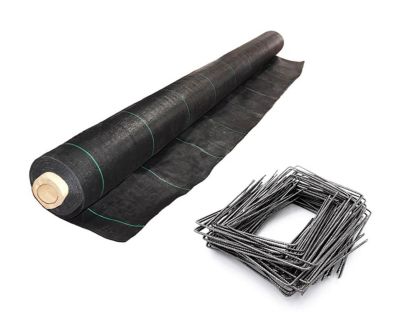 Kit : Toile de paillage 130g/m² noir + agrafes 130g/m² 1,25m x 100m Noir
