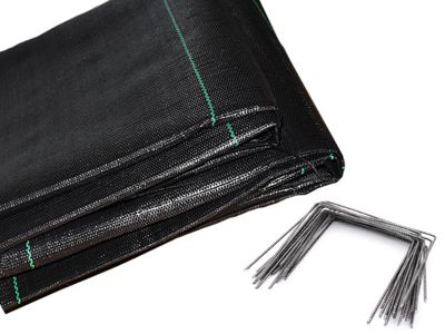 Kit : Toile de paillage 130g/m² noir + agrafes 130g/m² 2.10m x 5m Noir