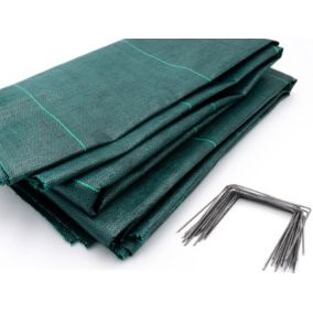 Kit : Toile de paillage 130g/m² verte + agrafes 130g/m² 2.10m x 100m Vert