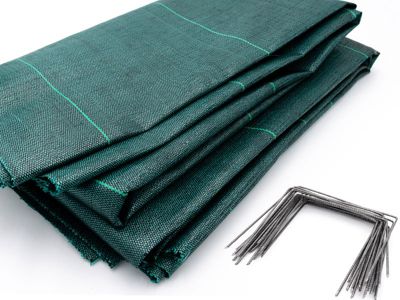 Kit : Toile de paillage 130g/m² verte + agrafes 130g/m² 2.10m x 5m Vert