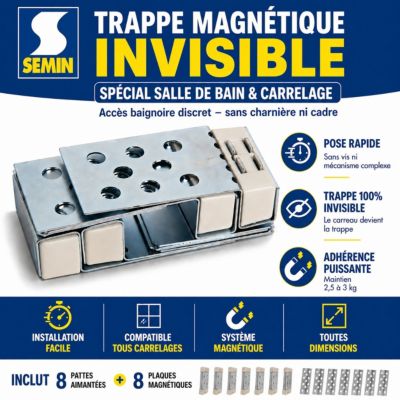 Kit Trappe Magnétique Semin - Accès Baignoire - s'adapte à toutes Dimensions de Carrelage - Salle de Bains (lot de 2)