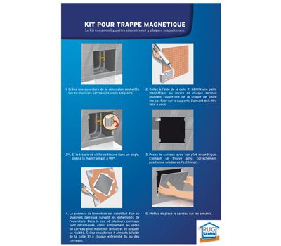 Kit Trappe Magnétique Semin - Accès Baignoire - s'adapte à toutes Dimensions de Carrelage - Salle de Bains