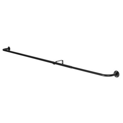Kit tringle à rideau extensible industriel noir mat Araxos GoodHome L. 120/210 x Ø16/19 cm