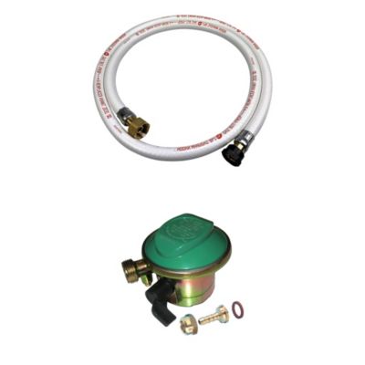 Kit Tuyau flexible de gaz 1.5 m à embouts mécaniques + Détendeur Quick-on D.20mm Butane 28mbar 1.3kg/h. raccord rapide   Normes NF