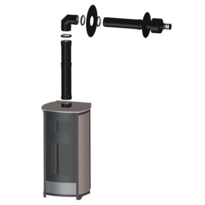 Kit Ventouse Universel D. 80/134 Complet (Sortie Façade) Poêle à Granulés Raccordement Au Dessus