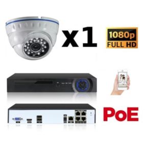 Kit vidéo-surveillance 1 caméra dome ip fullhd 1080p poe