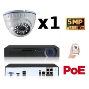 Kit vidéo-surveillance 1 caméra dome ip fullhd+ 5mp poe