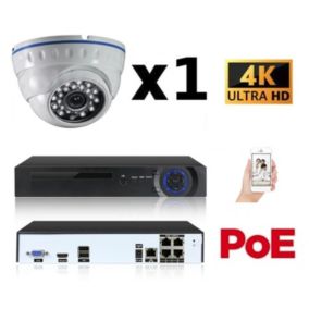 Kit vidéo-surveillance 1 caméra dome ip ultrahd 4k - 8mp poe