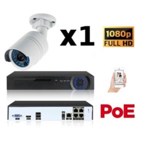 Kit vidéo-surveillance 1 caméra tube ip fullhd 1080p poe