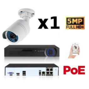 Kit vidéo-surveillance 1 caméra tube ip fullhd+ 5mp poe