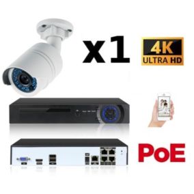 Kit vidéo-surveillance 1 caméra tube ip ultrahd 4k - 8mp poe