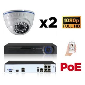 Kit vidéo-surveillance 2 caméras dome ip fullhd 1080p poe