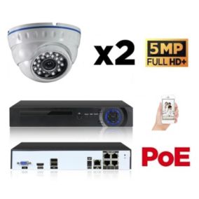 Kit vidéo-surveillance 2 caméras dome ip fullhd+ 5mp poe