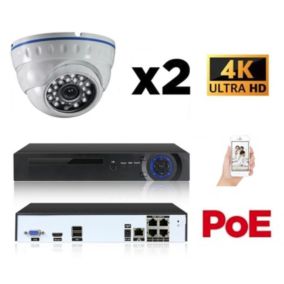 Kit vidéo-surveillance 2 caméras dome ip ultrahd 4k - 8mp poe