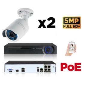 Kit vidéo-surveillance 2 caméras tube ip fullhd+ 5mp poe