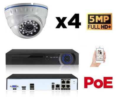 Kit vidéo-surveillance 4 caméras dome ip fullhd+ 5mp poe | Castorama