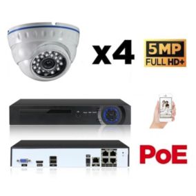 Kit vidéo-surveillance 4 caméras dome ip fullhd+ 5mp poe