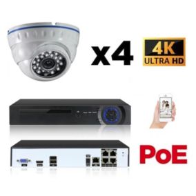 Kit vidéo-surveillance 4 caméras dome ip ultrahd 4k - 8mp poe