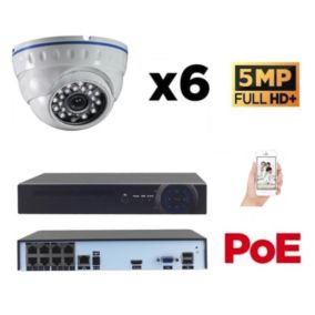 Kit vidéo-surveillance 6 caméras dome ip fullhd+ 5mp poe