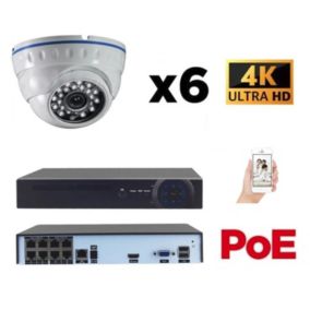 Kit vidéo-surveillance 6 caméras dome ip ultrahd 4k - 8mp poe