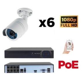 Kit vidéo-surveillance 6 caméras tube ip fullhd 1080p poe