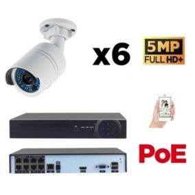 Kit vidéo-surveillance 6 caméras tube ip fullhd+ 5mp poe