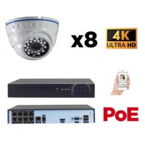 Kit vidéo-surveillance 8 caméras dome ip ultrahd 4k - 8mp poe