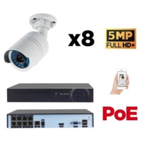 Kit vidéo-surveillance 8 caméras tube ip fullhd+ 5 mp poe