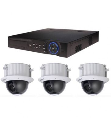 Kit Vidéosurveillance Dahua Enregistreur DVR et 3 Caméras Dôme Analogiques HDCVI
