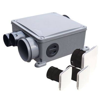 Kit VMC simple flux autoréglable plate et compact NATHER ALINEO 3 DESIGN + interrupteur