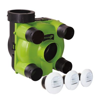 Kit VMC simple flux Hygro B MODULO BC moteur AC -30W T3-T7 Bouche Piles