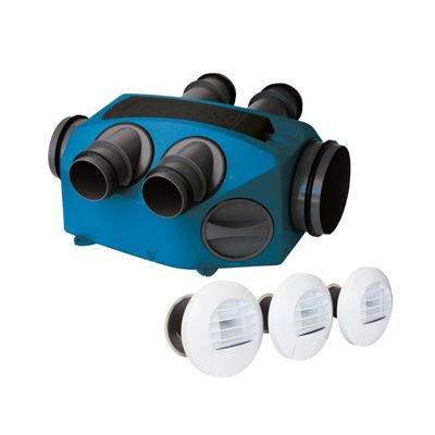 Kit VMC simple flux hygro B NATHER INFINITY 2.0 + 3 Bouches piles Moteur EC Très Basse Conso